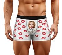 Custom Boxers for Men Custom Patterns Trunks Valentine's Day Funny Printed Husband Boxer Shorts Rude Custom Photo Breathable Weddings Daily Wear(#01-03, 3XL)