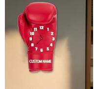 Custom Boxing Gloves Wall Clock With Name, Personalized Wallclock, Boxer Name Sport Theme Home Decor Man Cave Watch Silent Movement Great for Fighting Club Fans Fighters
