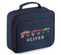 Custom Boys Lunch Box Monster Truck Off Road Design for Kids Infant Toddlers Back to School Nursery Gift, 24cm x 20cm x 8cm, Navy