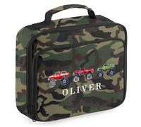 Custom Boys Lunch Box Monster Truck Off Road Design for Kids Infant Toddlers Back to School Nursery Gift, 24cm x 20cm x 8cm, Camo