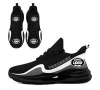 Custom Breathable Mesh Sports Shoes for Teams & Companies - Personalized with Name/Logo, Unisex Tennis Sneakers for Running, Walking & Gym Black Grey White