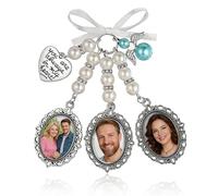 Custom Bridal Bouquet Photo Charm - Wedding Memorial Pendant - Personalized Remembrance Jewelry For Bride To Honor Deceased Loved Ones - Includes Silk Ribbon