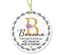 Custom Bridesmaid Gift - Will You Be My Maid of Honor Ornament - Personalized Bridesmaid Ornament - Wedding Decoration Ornaments Present - Customized Initial Name Keepsake - Bridal Party Gifts