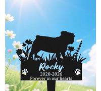 Custom British Bulldog Memorial Stake, Dog Grave Marker Outdoor | Memorial Plaques for Outdoors, Dog Memorial Gifts for Loss of Dog, Garden Decor, Grave Decorations for Cemetery, Grave Marker