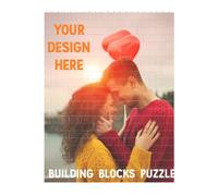 Custom Building Brick Block Puzzle Rectangle Shaped Photo Frame, Personalize ABS Jigsaw Puzzles with Any Text Photos Logo Family Portrait Photograph Gifts for Valentine's Day Mother Father