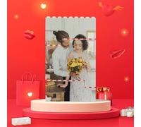 Custom Building Brick Personalised Photo Block Puzzle Vertical rectangle Shaped Picture Customised Fathers Day Funny, Valentine's Day Anniversary Birthday Gift for Men Women Couples