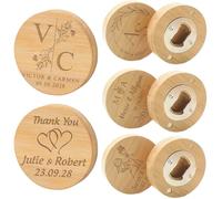 Custom Bulk Magnetic Bottle Opener for Wedding Guest Favor, Personalized Engraved Name & Date Wooden 2-in-1 Round Bottle Opener/Coaster for Beer, Soda, Bar, Birthday Party(30pcs)
