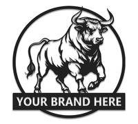 Custom Bull Metal Wall Art, Personalized Rodeo Sign, Western Home Decor, Large Metal Bull Sign, Unique Cowboy Gift for Dad, Ranch or Man Cave Decor (Style-7)