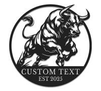 Custom Bull Metal Wall Art, Personalized Rodeo Sign, Western Home Decor, Large Metal Bull Sign, Unique Cowboy Gift for Dad, Ranch or Man Cave Decor (Style-6)