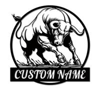 Custom Bull Name Metal Wall Art, Personalized Bull Name Sign,Personalized Large Western Sign, Contemporary Animal Themed Decor, Unique Ranch Home Decoration (Style-2)