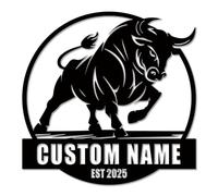 Custom Bull Name Metal Wall Art, Personalized Bull Name Sign,Personalized Large Western Sign, Contemporary Animal Themed Decor, Unique Ranch Home Decoration (Style-3)