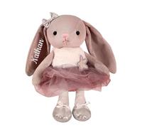 Custom Bunny Stuffed Animal with Embroidered Name,Personalised Ballerina Dolls Plush Rabbit Soft Toys Ballet Dance Recital Gifts for Girls (Gray)