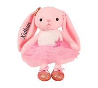 Custom Bunny Stuffed Animal with Embroidered Name,Personalised Ballerina Dolls Plush Rabbit Soft Toys Ballet Dance Recital Gifts for Girls (Pink)
