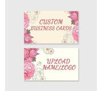 Custom Business Cards Customizable with Logo Photo Text, Tarjetas Para Negocio Personalizadas, Personalized Thank You Card, Double Sided Printable 100/200/500/1000 (Floral Template)