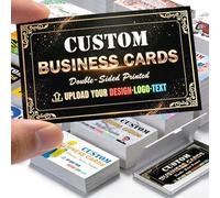 Custom Business Cards Personalised with Logo, 300gsm Waterproof Matte Paper Cards Customisable Double Sided Printed with QR Code Photo Text for Small Business and Events, 100-1000 Pcs