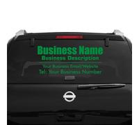 Custom Business Information Advertising Vinyl Decal, Car Rear Window Bodywork Sticker, Customisable Size and Colour (Green, Small (40cm x 30cm))