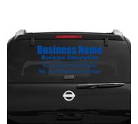 Custom Business Information Advertising Vinyl Decal, Car Rear Window Bodywork Sticker, Customisable Size and Colour (Blue, Large (90cm x 50cm))