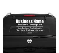 Custom Business Information Advertising Vinyl Decal, Car Rear Window Bodywork Sticker, Customisable Size and Colour (White, Medium (60cm x 40cm))