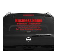 Custom Business Information Advertising Vinyl Decal, Car Rear Window Bodywork Sticker, Customisable Size and Colour (Red, Large (90cm x 50cm))