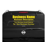 Custom Business Information Advertising Vinyl Decal, Car Rear Window Bodywork Sticker, Customisable Size and Colour (Yellow, Small (40cm x 30cm))