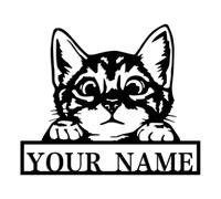 Custom Butterfly Flower Lazy Cat Metal Sign, Custom Cat Metal Sign,Personalized Cat Name Sign, Cat Address Number Wall Art,Metal Wall Decor, Home Decor, Address Number Sign, Cat Lover Gift (Cat G)
