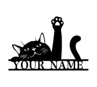 Custom Butterfly Flower Lazy Cat Metal Sign, Personalized Custom Metal Wall Decor,Personalized Cat Name Sign, Home Decor, Animal Lover Gift (Style K)