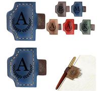 Custom Bygone Mark Bookmark with Pen Holder, 26 Letters Name Initial Personalized Leather Book Mark for Reading Women Men Book Lovers (Blue,U)