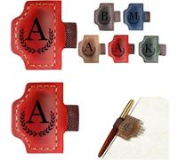 Custom Bygone Mark Bookmark with Pen Holder, 26 Letters Name Initial Personalized Leather Book Mark for Reading Women Men Book Lovers (Red,K)