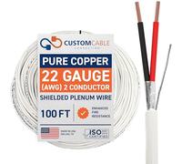 Custom Cable Connection 22 AWG 2 Conductor Stranded Shielded Plenum Cable White CL3P Jacket for Security/Alarm/Access Control/Sound - 100 Foot Roll in a Bag