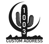 Custom Cactus Address Sign, Personalized Metal House Number Plaque, Vertical Desert Home Decor, Outdoor Western Wall Art, Oversized Cactus Number Sign for Yard, Exterior House Number Display (Style-4)