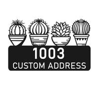 Custom Cactus Address Sign, Personalized Metal House Number Plaque, Vertical Desert Home Decor, Outdoor Western Wall Art, Oversized Cactus Number Sign for Yard, Exterior House Number Display (Style-1)