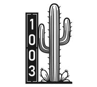 Custom Cactus Address Sign, Personalized Metal House Number Plaque, Vertical Desert Home Decor, Outdoor Western Wall Art, Oversized Cactus Number Sign for Yard, Exterior House Number Display (Style-3)