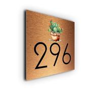 Custom Cactus House Number Sign, Desert Style Address Plaque | Weatherproof & Fade-Resistant Metal Home Sign (Copper/Black Text, 102mm X 102mm)