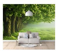 Custom Cafe Hotel Bar Interior 3D Self-Adhesive Wallpaper Mural Wall Sticker Birch Forest Green landscaped Passage 100x70cm Background for Office Dining Room Children's