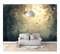Custom Cafe Hotel Bar Interior 3D Self-Adhesive Wallpaper Mural Wall Sticker Birds in The Woods 100x70cm Background for Office Dining Room Children's