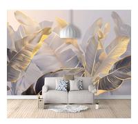 Custom Cafe Hotel Bar Interior 3D Self-Adhesive Wallpaper Mural Wall Sticker Golden Leaves Gray 100x70cm Background for Office Dining Room Children's
