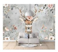 Custom Cafe Hotel Bar Interior 3D Self-Adhesive Wallpaper Mural Wall Sticker Nordic Deer Mosaic Leaf ash 100x70cm Background for Office Dining