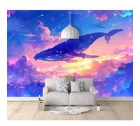 Custom Cafe Hotel Bar Interior 3D Self-Adhesive Wallpaper Mural Wall Sticker Whales are Marine Creatures 100x70cm Background for Office Dining