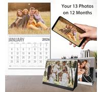 Custom Calendar 2026 for Wall & Desk, Make Your Own Personalised photo Calendar with 13 Memories Printed Customised Christmas New Year Gift