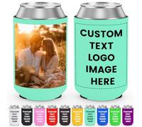 Custom Can Cooler Sleeves Bulk Personalised Foldable Insulated Beverage Bottle Holder with Logo Image Text for Wedding Graduation Birthday Party, 1-1000PCS