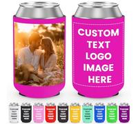 Custom Can Cooler Sleeves Bulk Personalised Foldable Insulated Beverage Bottle Holder with Logo Image Text for Wedding Graduation Birthday Party, 1-1000PCS