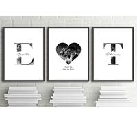 Custom Canvas Prints with Couple Photos and Name, Personalized Sign Initials and Special Date Posters, Unframed Couples Wall Art, Wall Décor for Bedroom Living Room, Above Bed Artwork, Home Decor