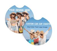 Custom Car Cup Coasters 2-Pack, Cup Holder Liners Insert Coaster Cover | Design Your Own Neoprene Car Cupholder Insert Coaster Cover with Logo/Photo/Text for Vehicles Trucks SUVs