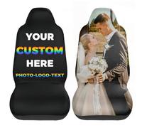 Custom Car Seat Covers, Set of 2, Text or Logo, Universal Fit, Car Seat Covers for Cars, Trucks and SUVs, Soft Stretch Fabric, Non-slip and Easy to Install