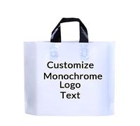 Custom Carrier Bags with Handle Personalised Plastic Bags Merchandise Gift Bags with Monochrome Logo Text for Birthday Party Christmas 100 200 Pcs Options (40x30x10cm, white)