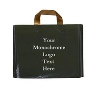 Custom Carrier Bags with Handle Personalised Plastic Bags Merchandise Gift Bags with Monochrome Logo Text for Birthday Party Christmas 100 200 Pcs Options (30x20x8cm, black)