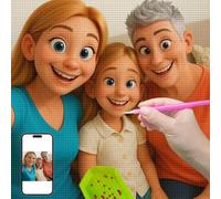 Custom Cartoon 5D Diamond Painting Kit, DIY Personalized Diamond Art by Numbers from Your Photo, Home Wall Decor for Adults(19.6x27.6inch/50x70cm)