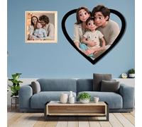 Custom Cartoon Animation Style 3D Picture Wooden Photo Frame Sign Personalized Cartoon Portrait Caricature Frame Gifts for Family Wedding Anniversary Customized Wall Pictures-Heart (style1)