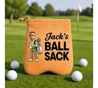 Custom Cartoon Character Golf Ball Bag with Text Name, Men Golf Accessory | Ball Sack Personalized Funny Golf Ball Pouch Storage Bag Golf Club Christmas Father's Day Birthday Gift for Golf Lover