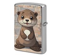 Custom Cartoon Cute Otter Lighter Case Personalized Metal Lighter Cover Holder Reusable Shockproof Protective Lighters Without Insert Gift for Men Women Dad Husband